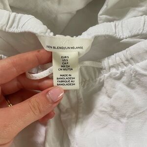 H&M White Linen Blend Pants